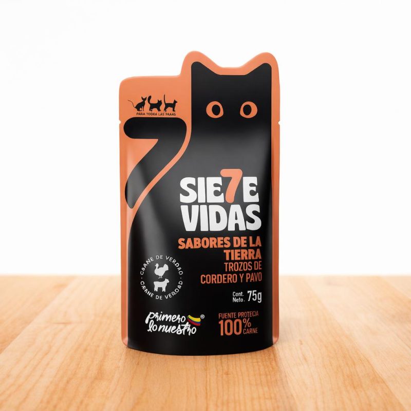 POUCHE 7 VIDAS GATO X 75 GR _ SABOR SABORES DE TIERRA