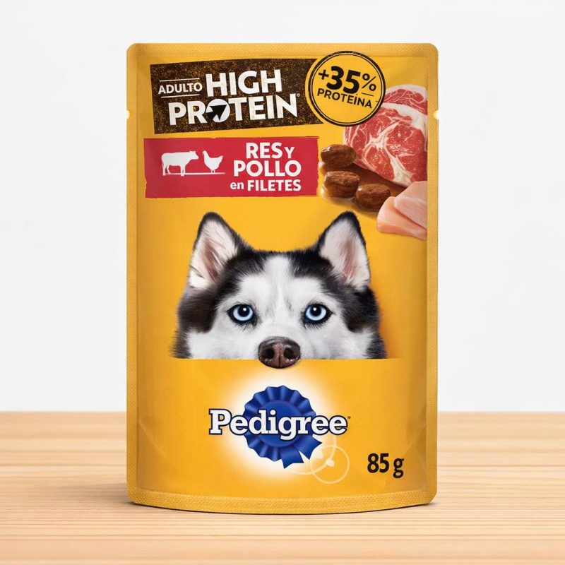 POUCHE PEDIGREE ADULTO HIGH PROTEIN X 85 GR _ SABOR RES/POLLO