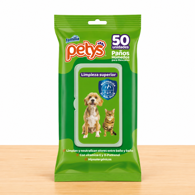 PAÑOS HUMEDOS PETYS _ TAMAÑO X 50 UND