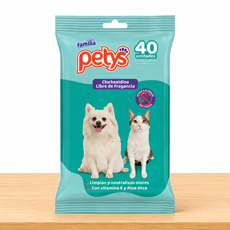 PAÑOS HUMEDOS PETYS ANTIBACTERIAL X 40 UND