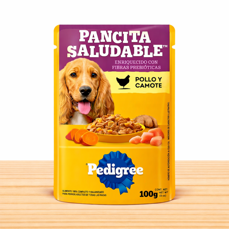 POUCHE PEDIGREE PANCITA SALUDABLE X 100 GR _ SABOR POLLO/CAMOTE