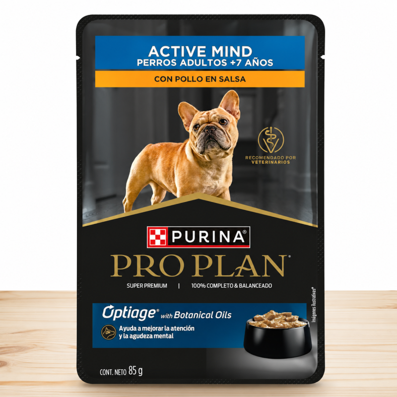 POUCHE PROPLAN PERRO ACTIVE MIND +7 X 85 GR _ SABOR POLLO