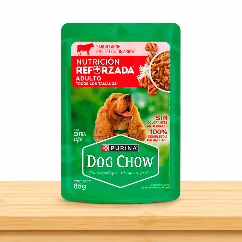 POUCHE DOG CHOW ADULTO NUTRICION REFORZADA X 85 GR _ SABOR CARNE