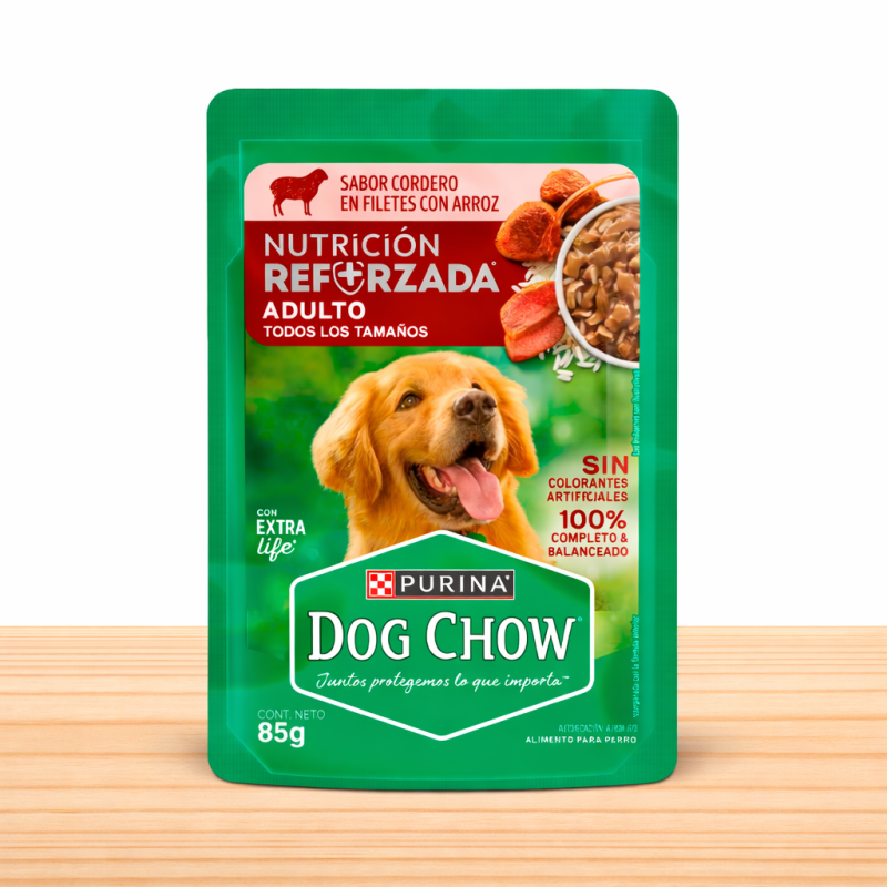 POUCHE DOG CHOW ADULTO NUTRICION REFORZADA X 85 GR _ SABOR CORDERO