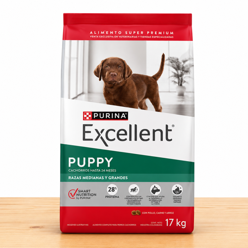 EXCELLENT DOG PUPPY RAZA MED/ GRANDE _ TAMAÑO X 3 KG