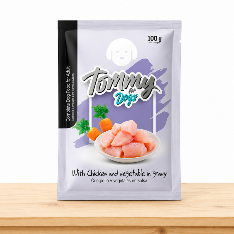 POUCHE PERRO TOMMY X 100 GR _ SABOR POLLO