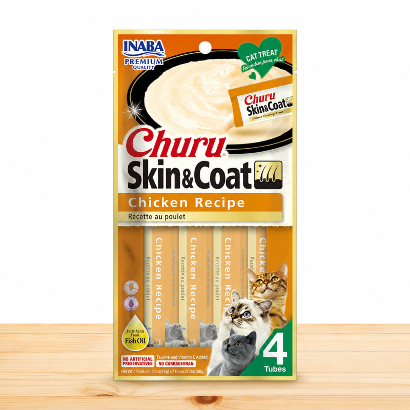CHURU GATO SKIN & COAT X 4 UND _ SABOR CHICKEN