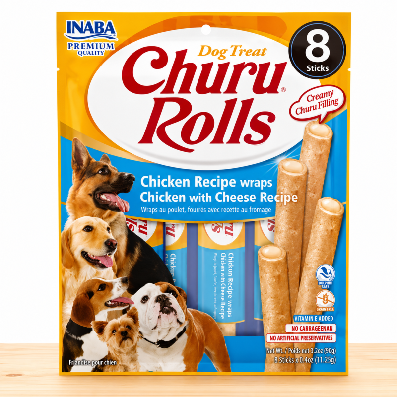 CHURU ROLLS PERRO X 8 UND _ SABOR CHICKEN/CHEESE