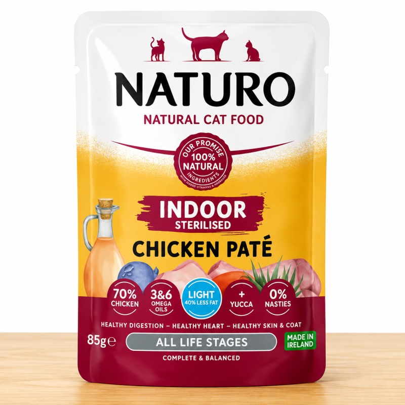 POUCHE GATO NATURO X 85 GR INDOOR ESTERILIZADO _ SABOR PATE POLLO