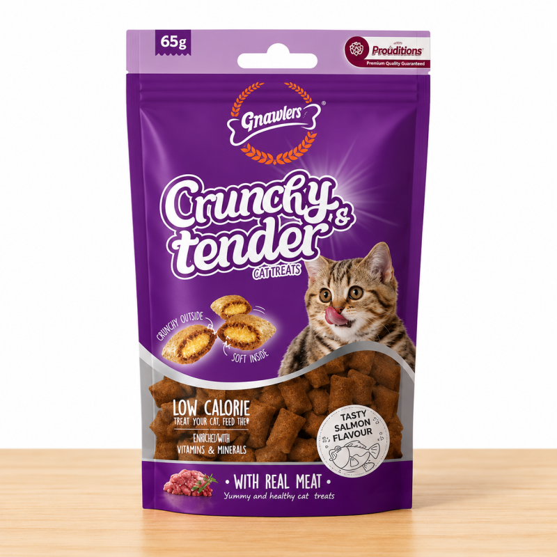 GALLETAS GATO CRUNCHY & TENDER X X 65 GR _ SABOR SALMON