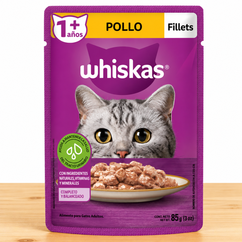 POUCHE WHISKAS ADULTO X 85 GR _ SABOR POLLO