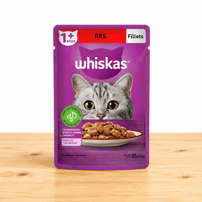 POUCHE WHISKAS ADULTO X 85 GR _ SABOR RES