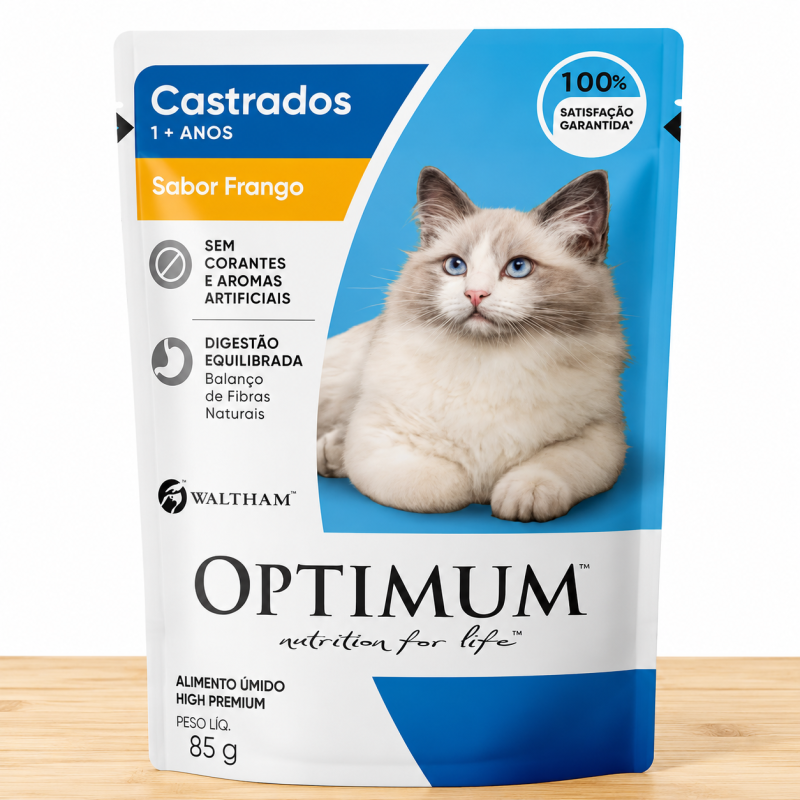 POUCHE OPTIMUM GATO CASTRADO X 85 GR _ SABOR POLLO