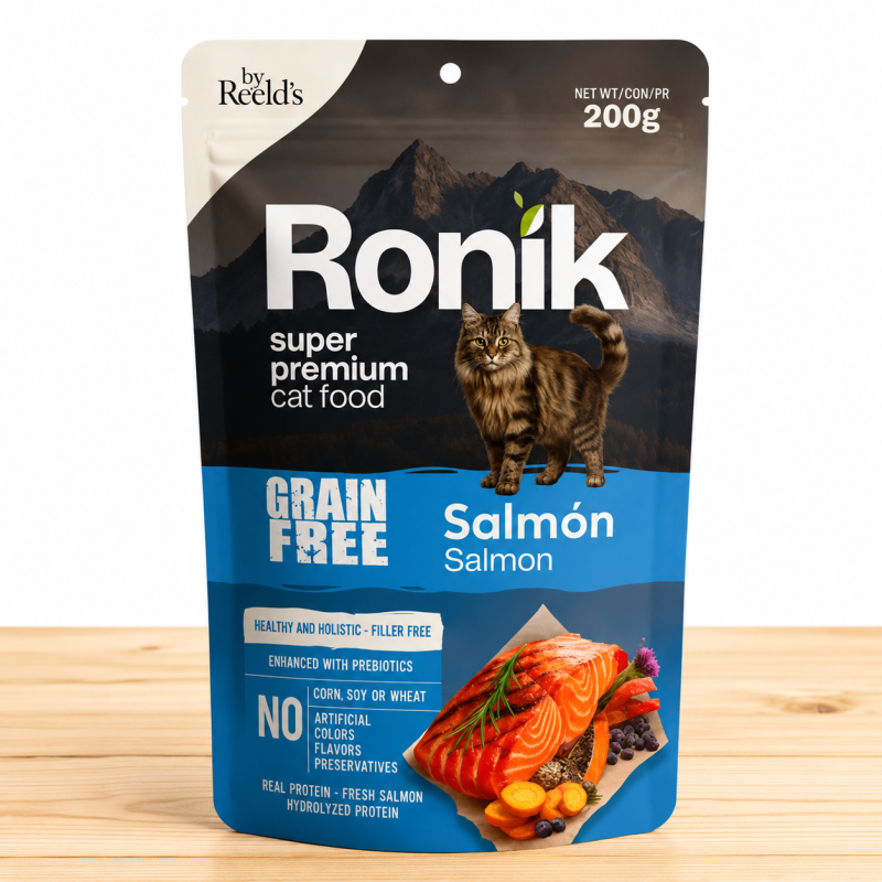 RONIK GATO ALIMENTO HUMEDO GRAIN FREE X 200 GR _ SABOR SALMON