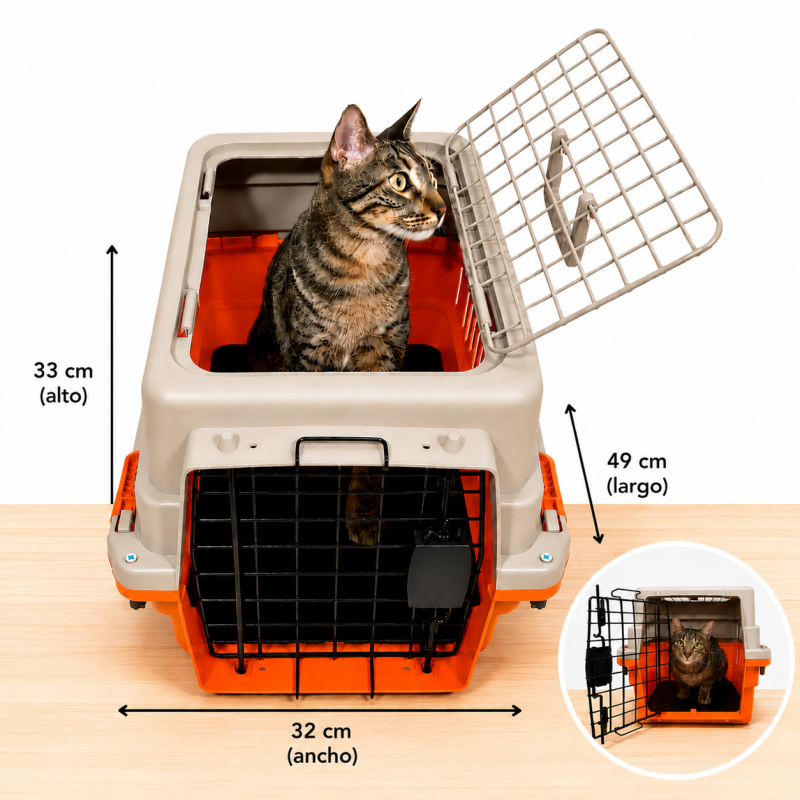GUACAL PARA MASCOTA DOBLE REJA METALICA 49*32*33 _ COLOR NARANJA