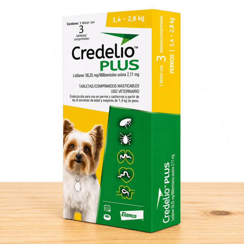 CREDELIO PLUS PERRO 1.4 - 2.8 KG / AMARILLO (56 MG)